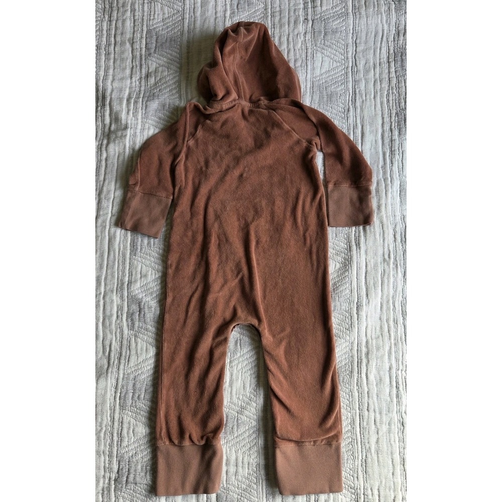 Kate Quinn Organic Cotton Hooded Romper 2T Brown Snap One‎ Piece - Picture 7 of 8